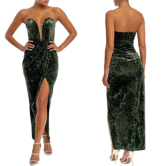 Luxxel Dresses & Skirts - 🎄Holiday Cocktail Party Velvet Sweetheart Maxi Dress Gown with Slit
